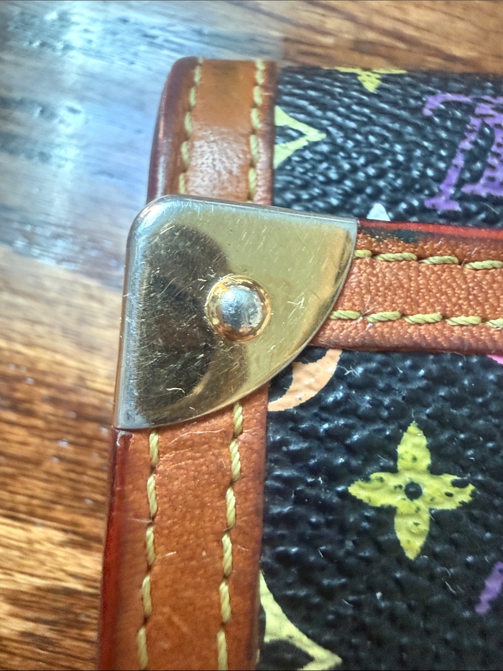 Louis Vuitton Black Multicolor Monogram Trifold Wallet with Tan Trim - Picture 12 of 14